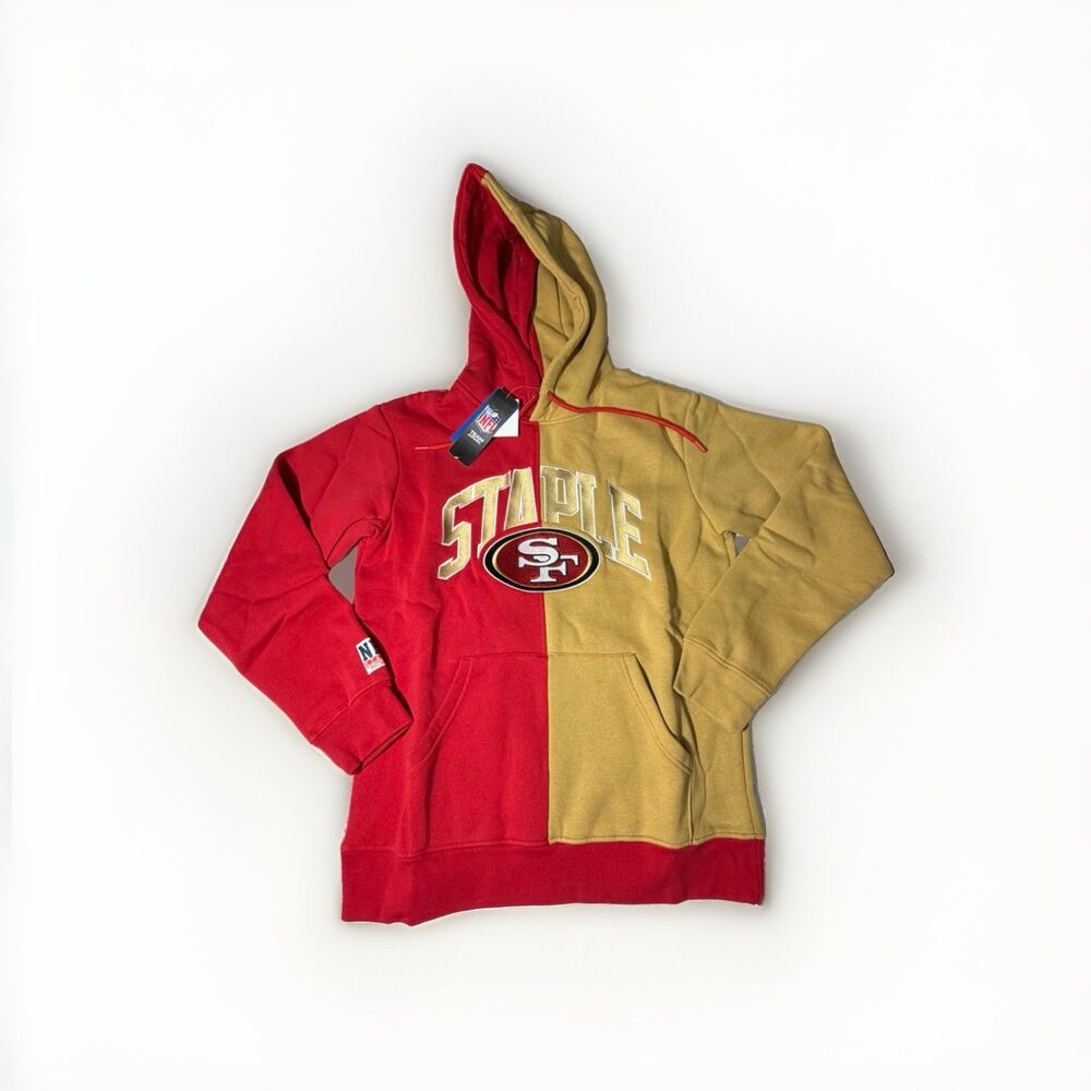 NWT San Francisco 49ers Split Color Hoodie Men M NFL Football Red Gold